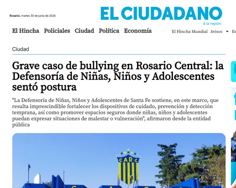 Grave caso de bullying en Rosario Central: la Defensoría sentó postura