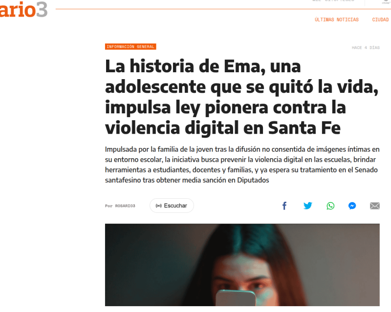 La historia de Ema y una ley pionera contra la violencia digital en Santa Fe