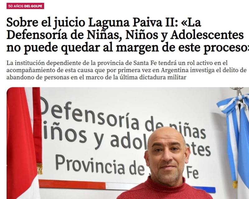 Laguna Paiva II: «La Defensoría no puede quedar al margen de este proceso»